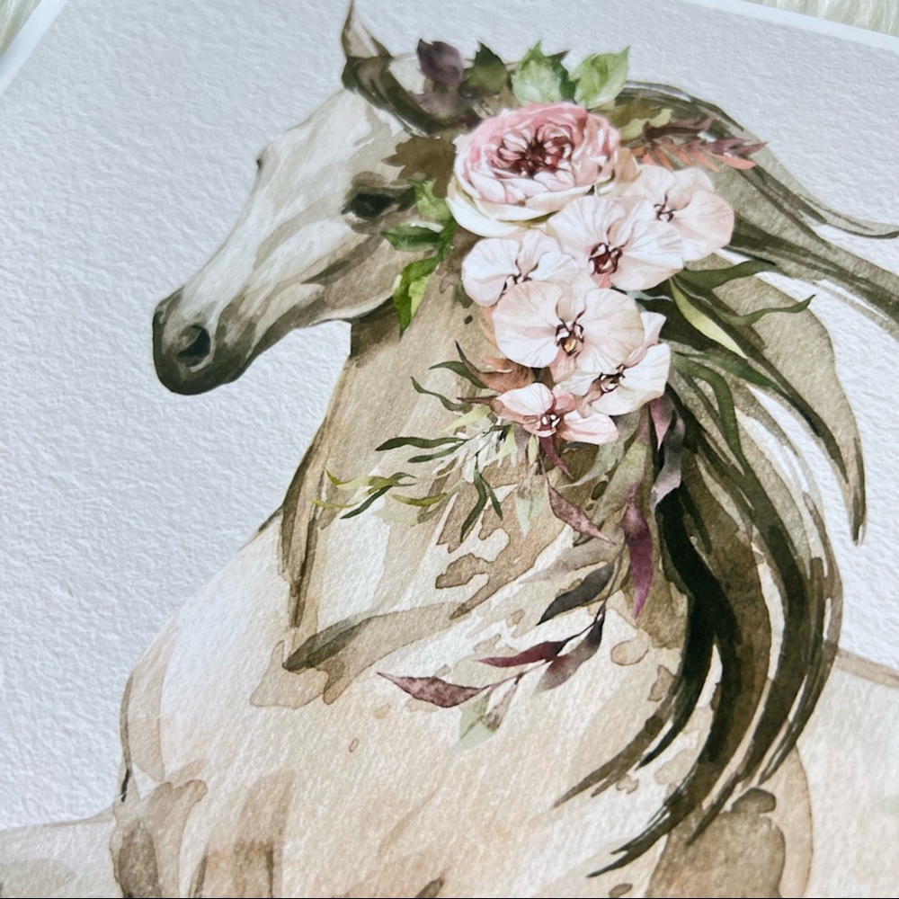 Floral Horse Watercolor Illustration Wall Art Print Poster Unframed - Picture 13 of 17